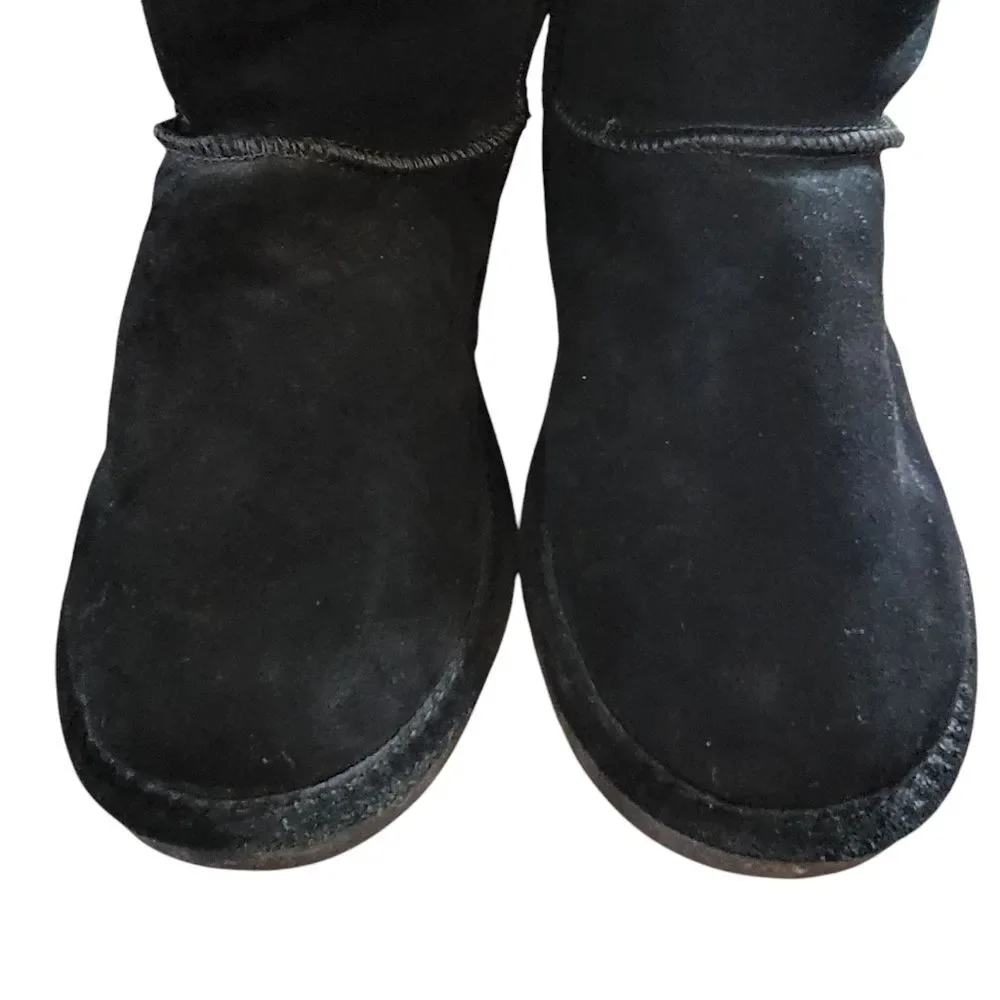 Bearpaw Emily Black Sherpa Wool Line Suede Lace-Up Boots Size 10